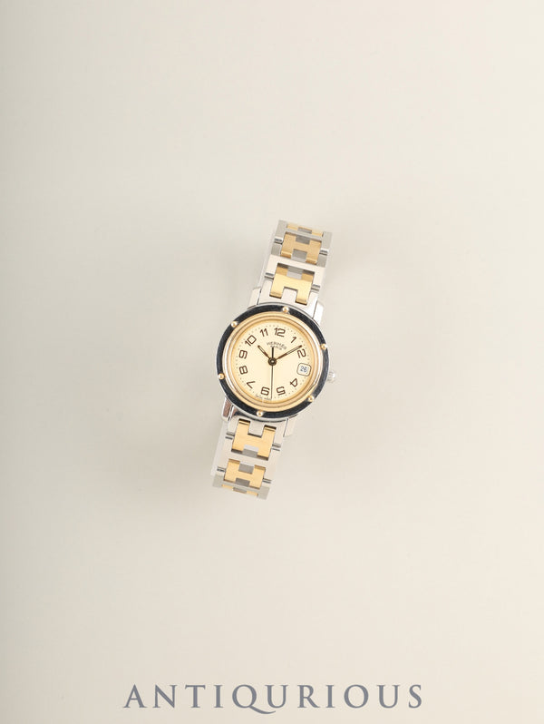 エルメス クリッパー CL4.220 クォーツ SS/GP SS/GP  アイボリー文字盤 箱 冊子 保証書（1999年）オーバーホール済み