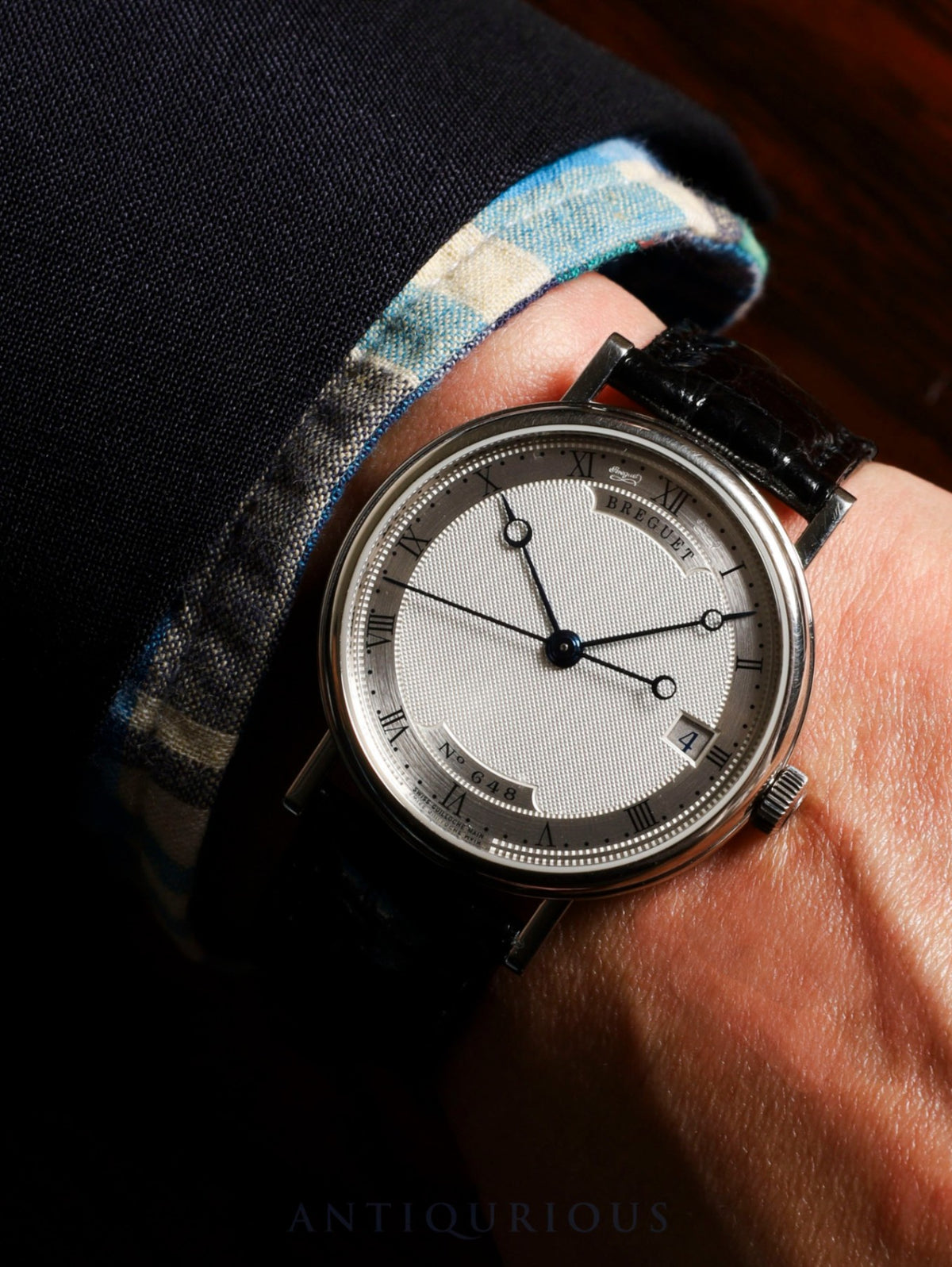 Breguet Classique 9067BB/12/974, automatic Cal. 591A, 18K white gold, leather strap with original pin buckle (18K white gold), silver guilloché dial, includes box, booklets, and warranty (2021), original leather strap included, overhauled.