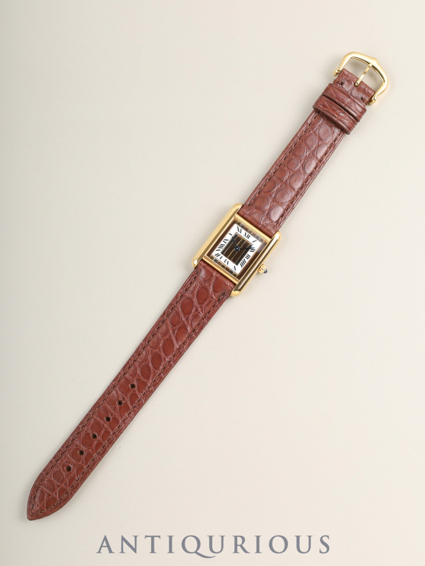 カルティエ マストタンク SM 84919223 / 3 66001 クォーツ Cal.66 SV925 革 純正ピンバックル（GP）フロントトリニティ文字盤（SWISS表記）済み