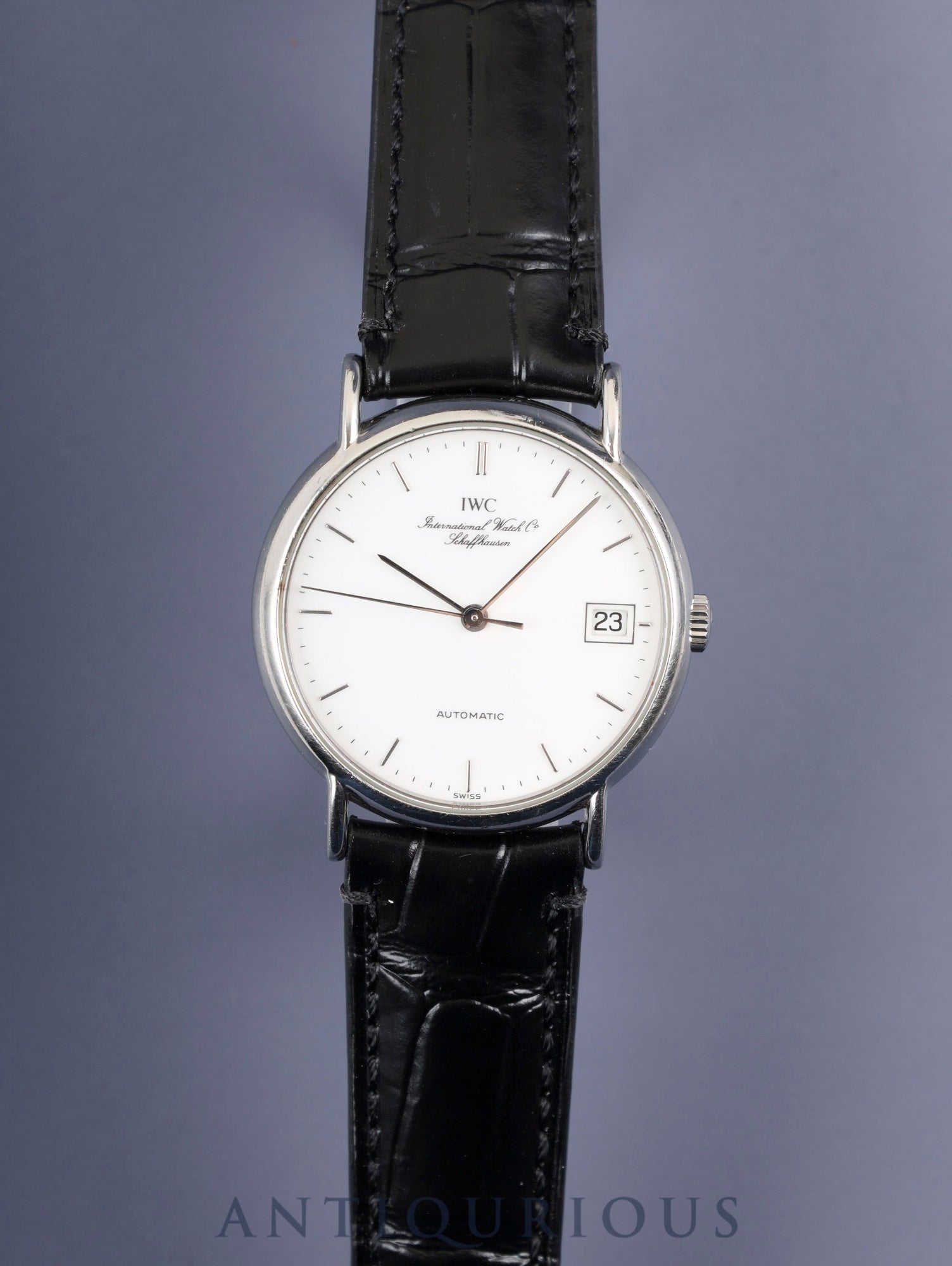 IWC Portofino IW351318 Automatic Caliber C37521 Stainless Steel Leather Strap with Genuine Stainless Steel Buckle, White Dial, Overhauled