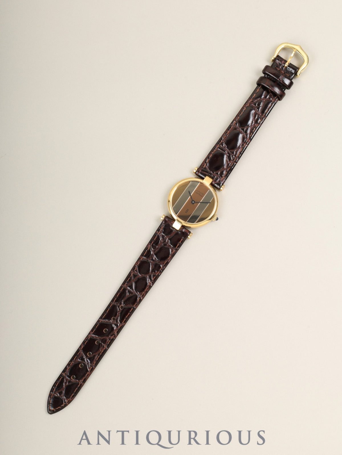 カルティエ マスト ヴァンドーム VLC SM 18 クォーツ  SV925 革 純正ピンバックル（GP）トリニティ文字盤（SWISS表記）カルティエブティックにてコンプリートサービス（フルメンテナンス）済み