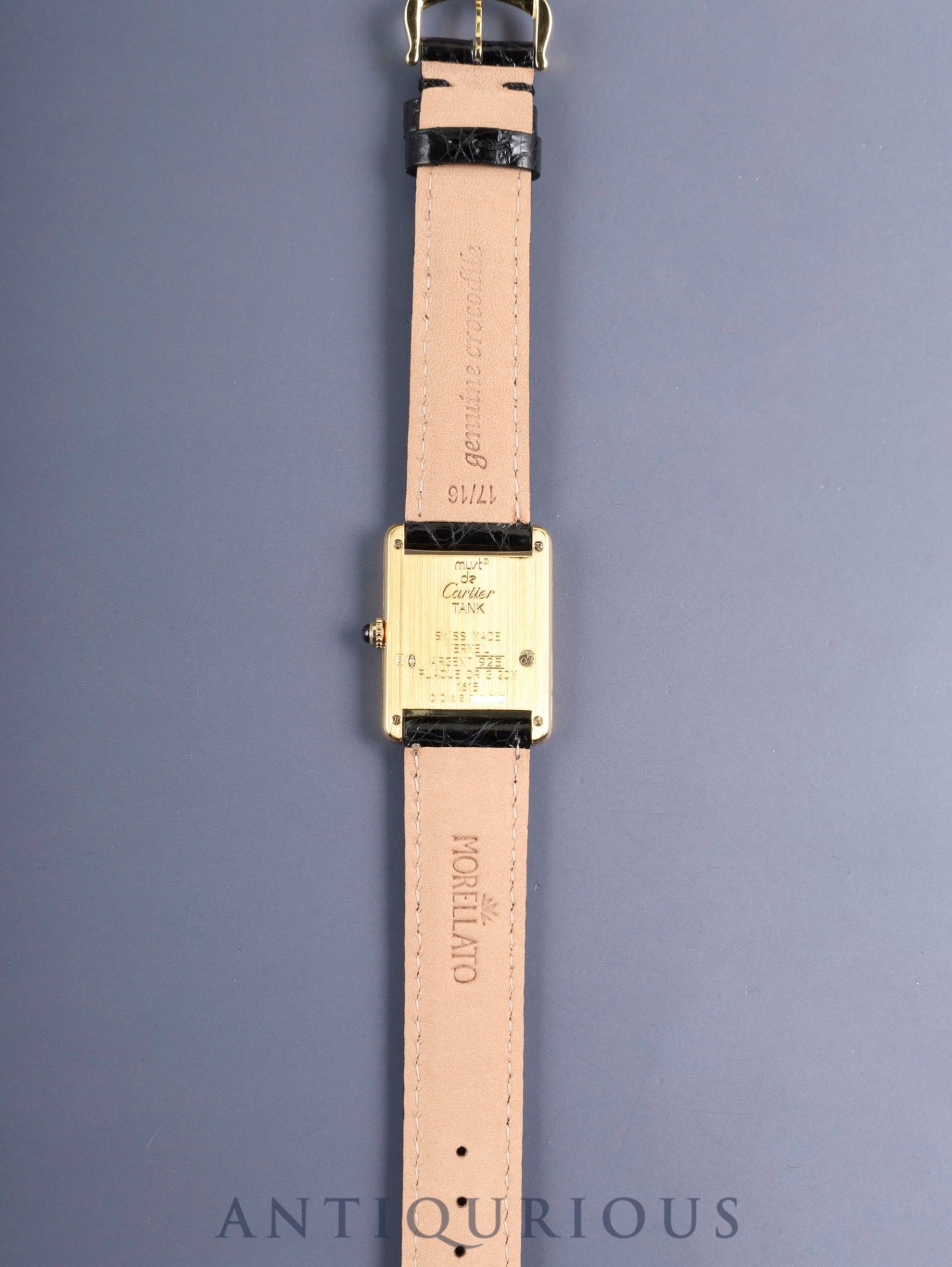 Cartier Must Tank LM W1008254 / 1615 Quartz Cal.90 SV925 Leather Genuine Pin Buckle (GP) Arabic Dial (SWISS marking) Overhauled, Polished