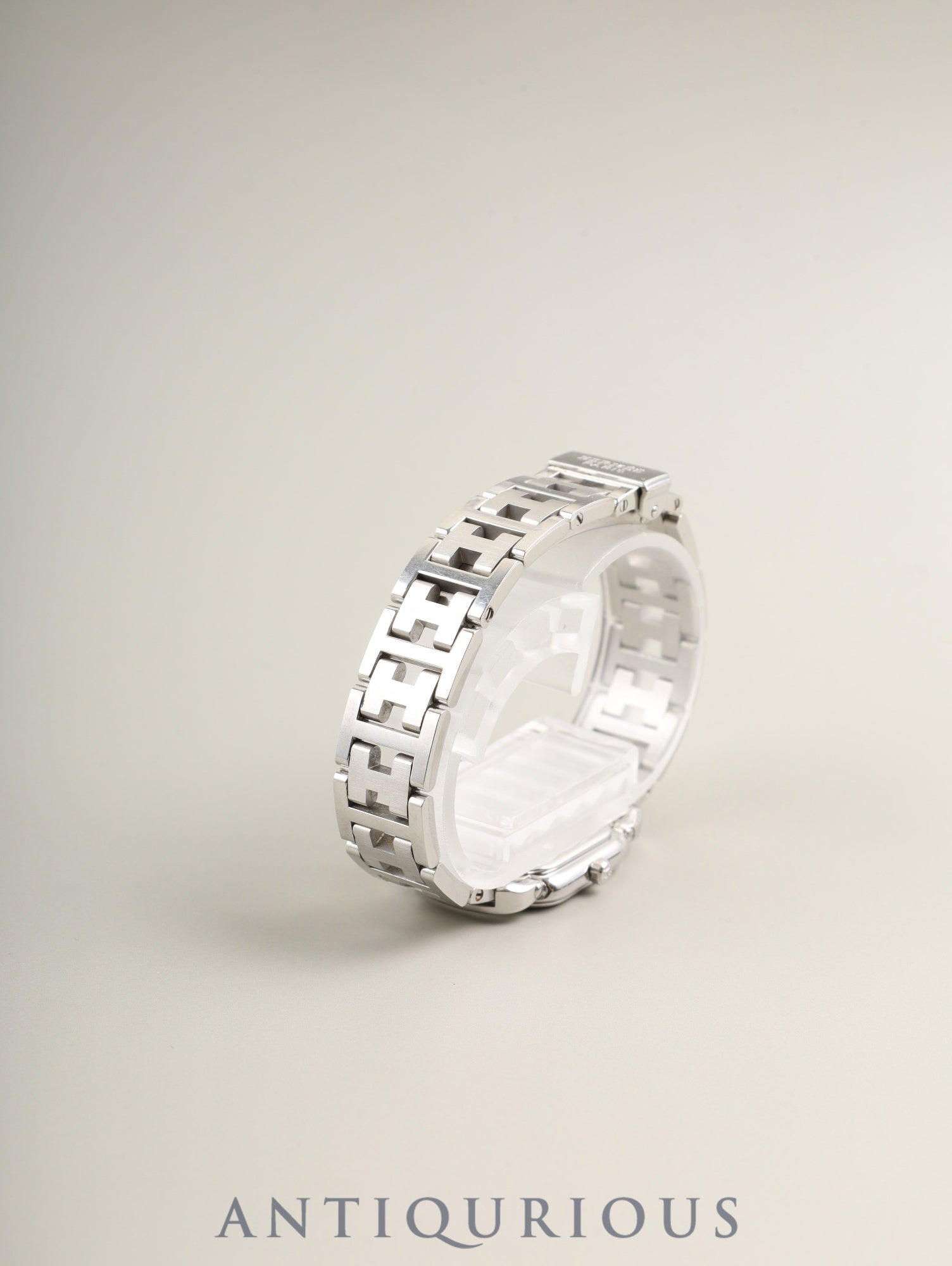 Hermes Rallye RA1.210 Quartz Cal.976.001 Stainless Steel Gray Dial Box Booklet Warranty Card Overhauled