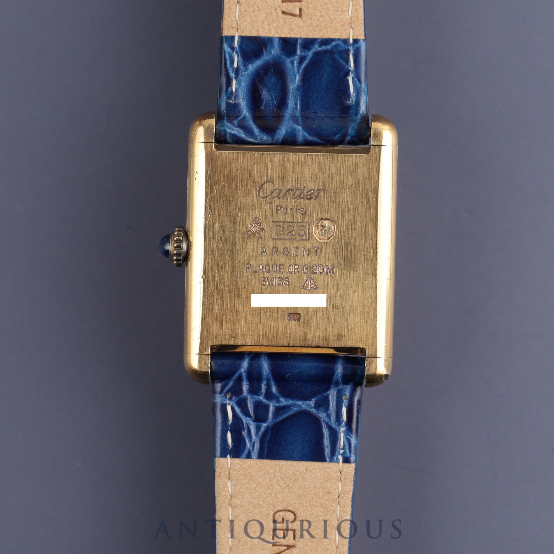 Cartier Must Tank LM Manual winding Cal.78-1 SV925 Leather Genuine buckle (GP) Lapis lazuli dial Overhauled