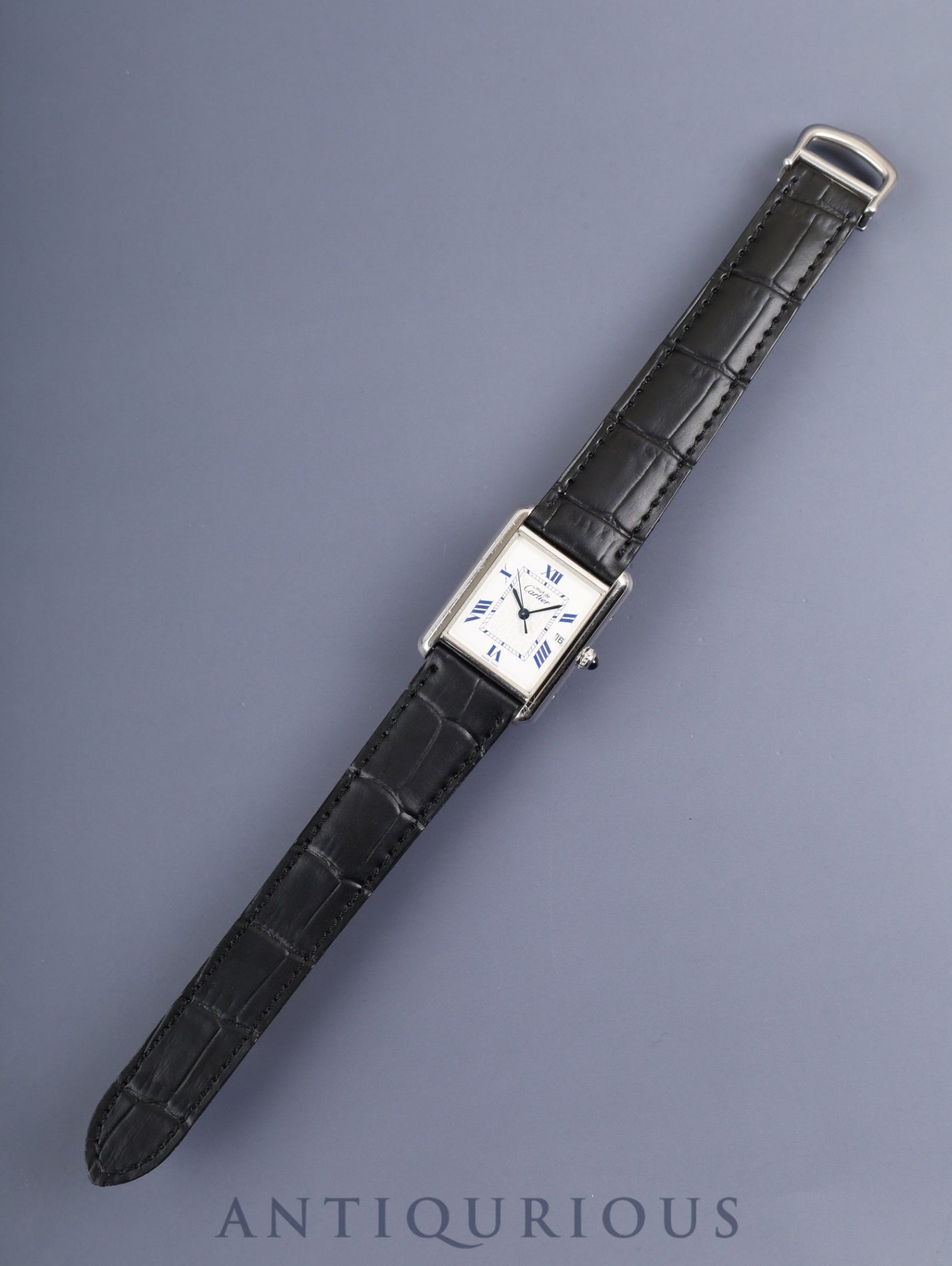Cartier Must Tank GM (XL) W1014154 /2414 Quartz Cal.687 SV925 Leather Genuine D-buckle (SS) White Dial with Exploding Roman Numerals, CC Logo (SWISS MADE marking) Box Papers Overhauled
