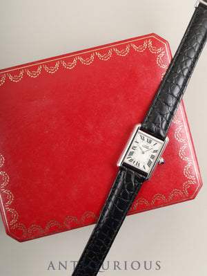 Cartier Must Tank MM 2416 Quartz Caliber 057 SV925 Leather Strap with Genuine D-Clasp (Stainless Steel) Silver Roman Dial (Christmas Limited Edition / SWISS MADE) Circa 2000 Box Overhauled