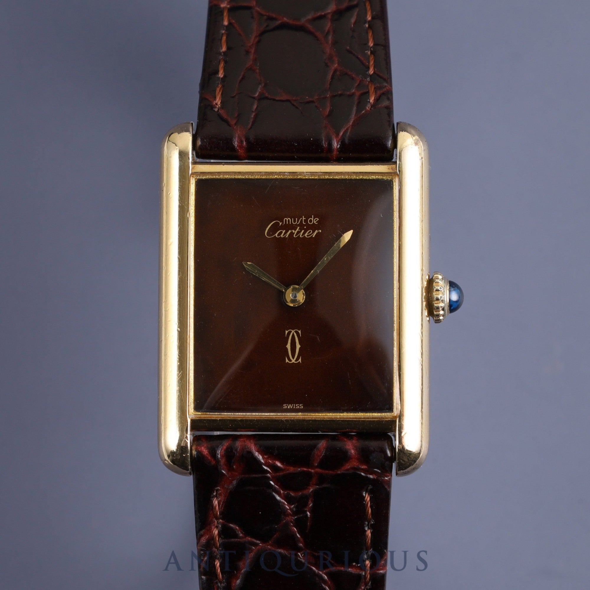 Cartier Must Tank LM Manual winding Cal.78-1 SV925 Leather Genuine buckle (GP) Mahogany dial Overhauled