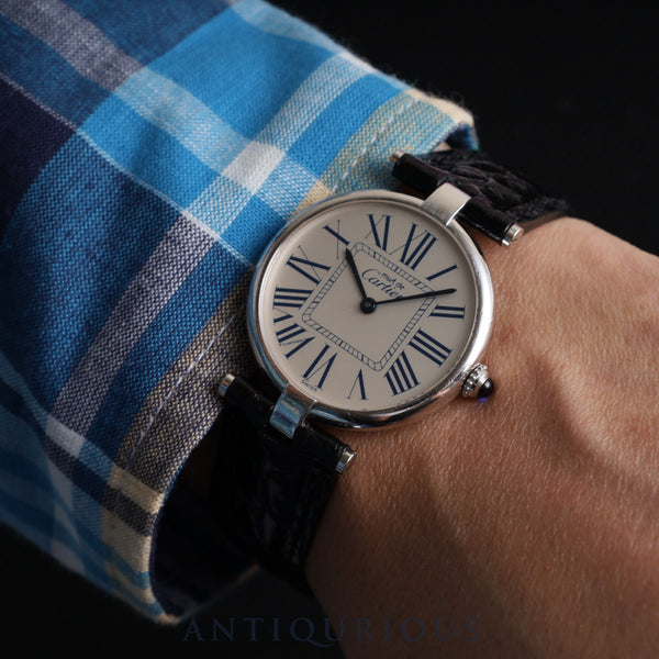 カルティエ マスト ヴァンドーム VLC LM 1860 クォーツ Cal.90.06 SV925 革 純正Dバックル（SS）オパラン文字盤 オーバーホール済み