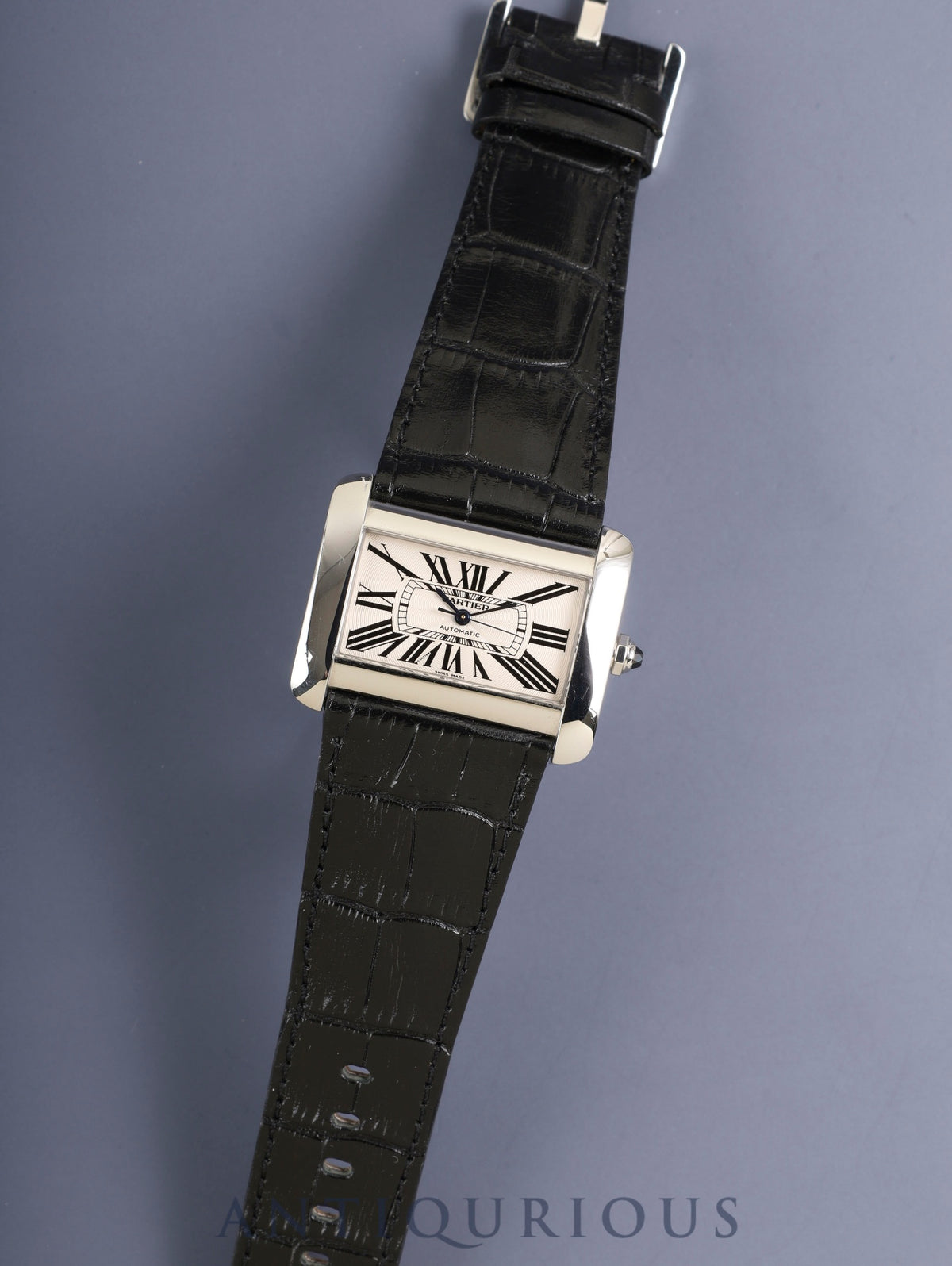 Cartier Tank Divan LM 2612 Automatic Cal.120 SS Leather Original Pin Buckle (SS) Silver Roman Dial Box Manual Warranty (2004) Overhauled