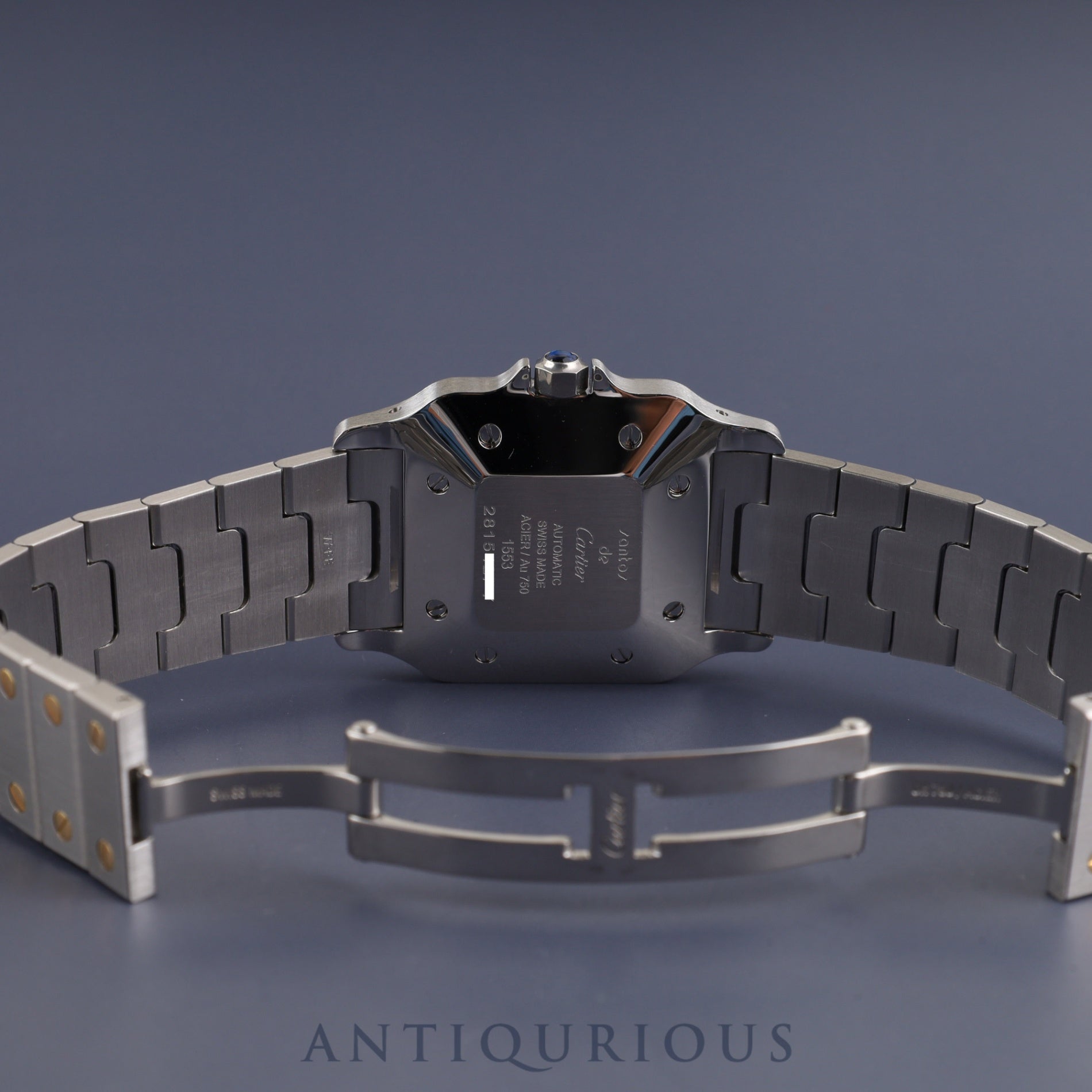 Cartier Santos Galbee LM 81036283 / 1553 Automatic, Stainless Steel/Yellow Gold, White Roman Dial, Fully Serviced at a Cartier Boutique