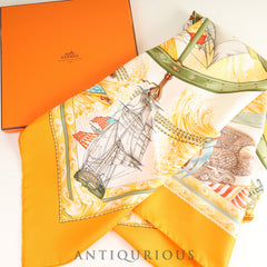 Hermes scarf Carré 90 VIVE LE VENT Wind Blow Box (discolored) SILK 100%