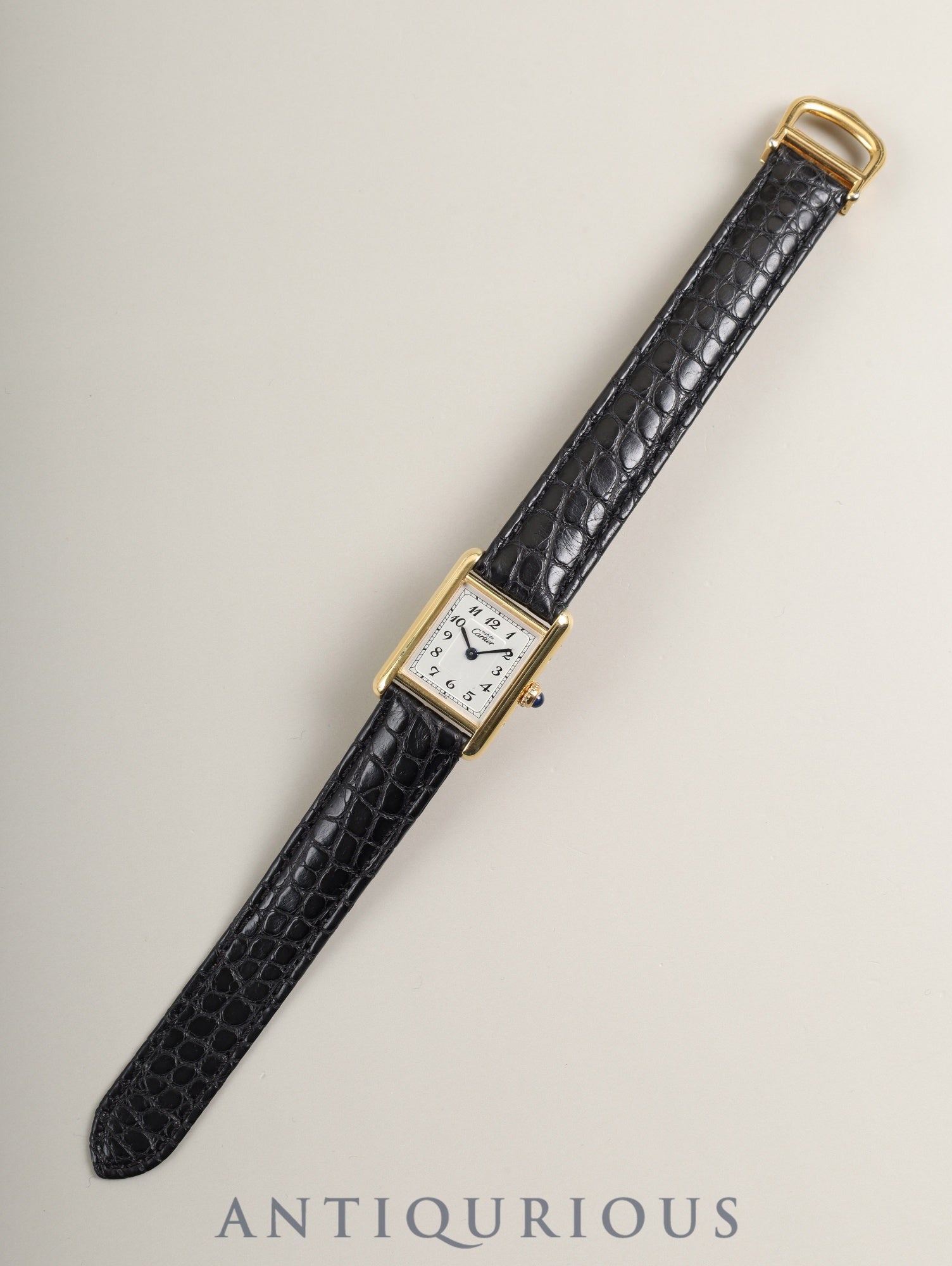 カルティエ マストタンク SM 5057001 クォーツ Cal.057 SV925 革 純正Dバックル（GP）アラビア文字盤（SWISS表記）オーバーホール済み 新品仕上げ済み