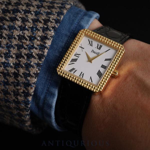 Piaget Square 94152 Manual winding Cal.430P 750 Leather Genuine buckle (750) White Roman dial Case Overhauled