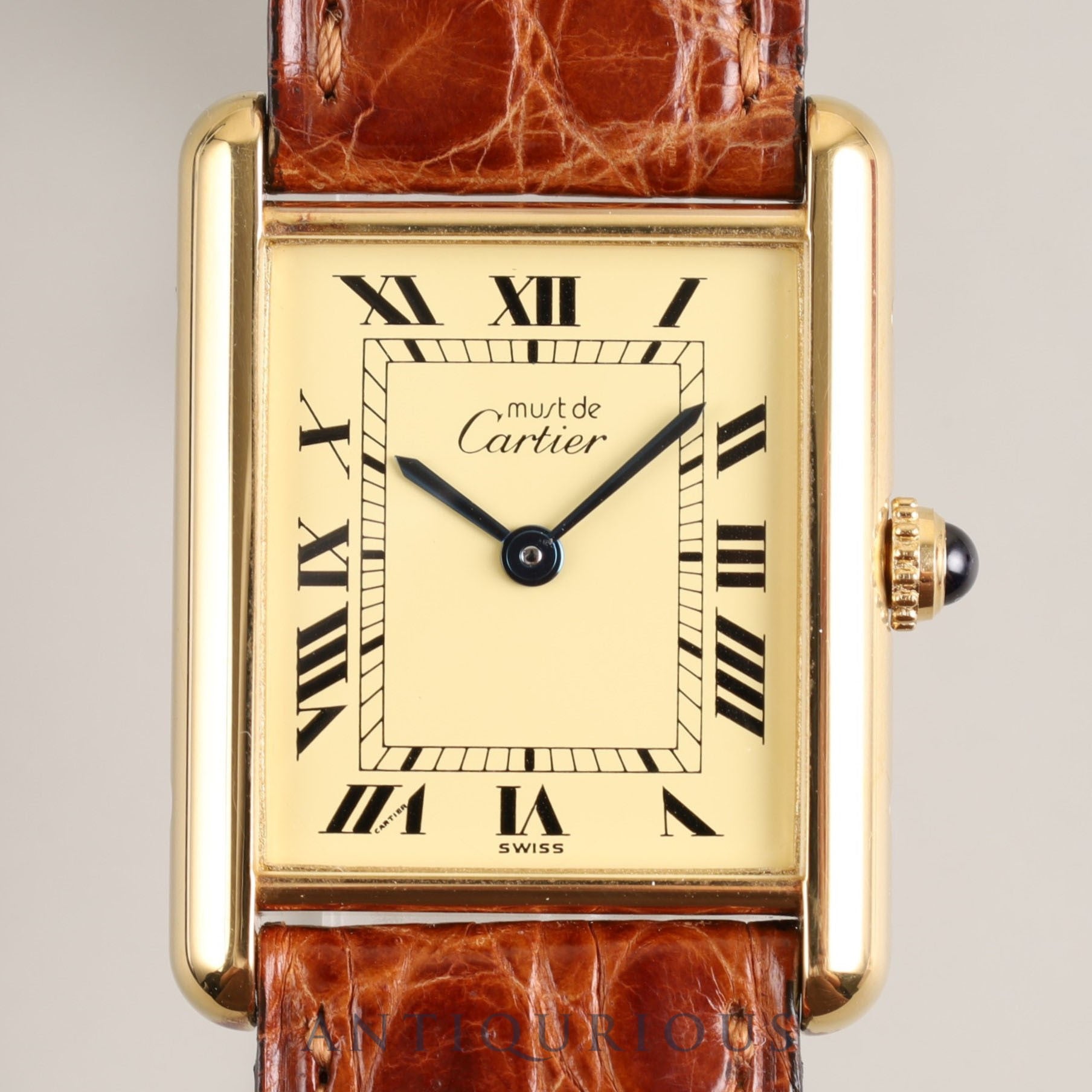 Cartier Must Tank LM 590005 Quartz Cal.90 SV925 Genuine leather strap Genuine buckle (GP) Ivory Roman dial Box Warranty Overhauled