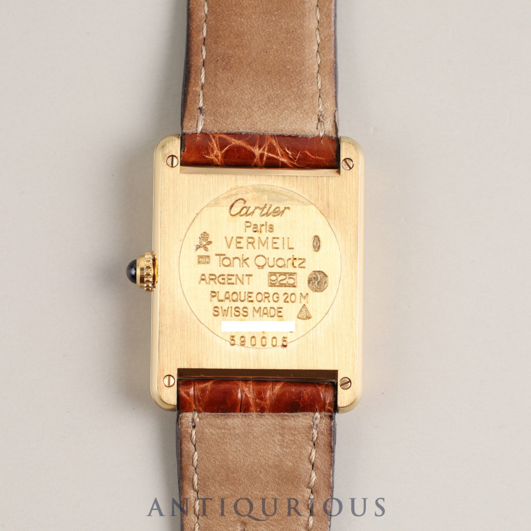 Cartier Must Tank LM 590005 Quartz Cal.90 SV925 Genuine leather strap Genuine buckle (GP) Ivory Roman dial Box Warranty Overhauled