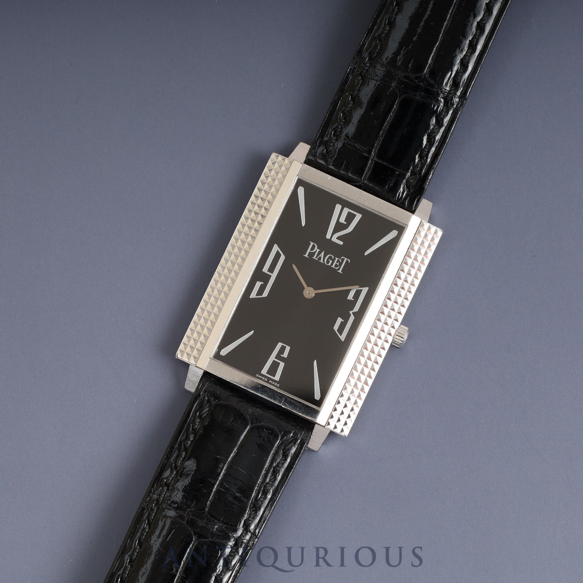 Piaget 1967 Square 90300 Manual winding Cal.430P WG Leather Genuine buckle (750) Black Arabic dial Overhauled