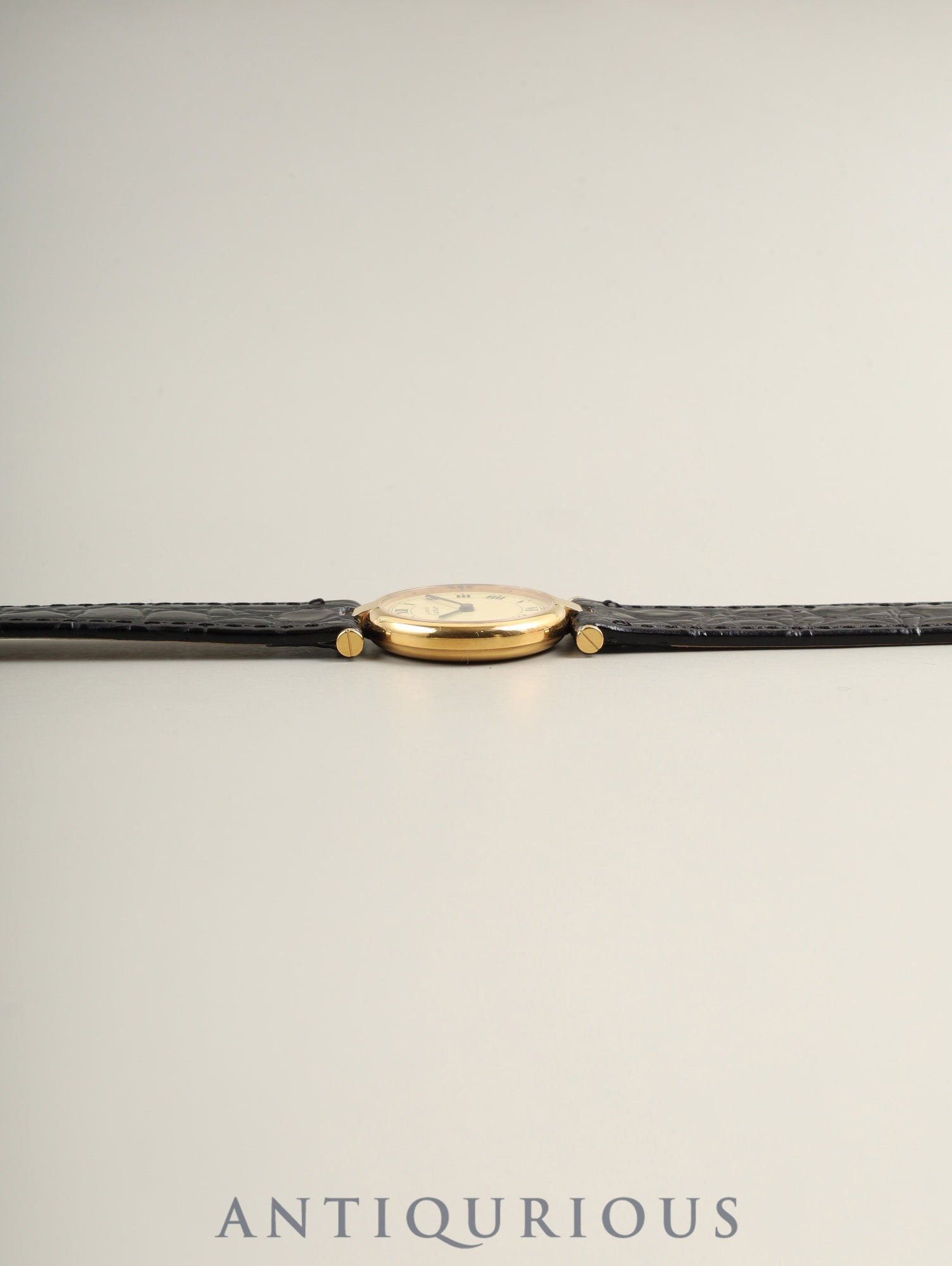 カルティエ マスト ヴァンドーム VLC SM 590004 クォーツ Cal.90 SV925 革 純正ピンバックル（GP）アイボリーローマン文字盤 箱 タグ 冊子 保証書（1991年）オーバーホール済み