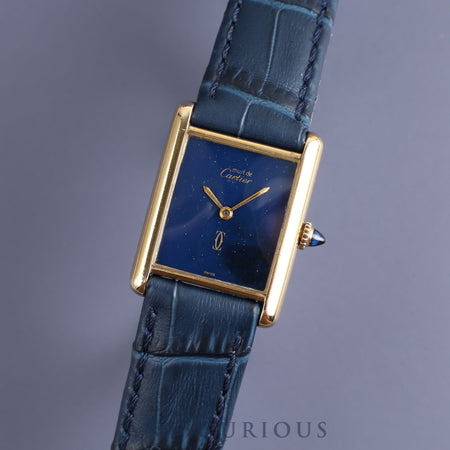 Cartier Must Tank LM Manual winding Cal.78-1 SV925 Leather Genuine buckle (GP) Lapis lazuli dial Overhauled