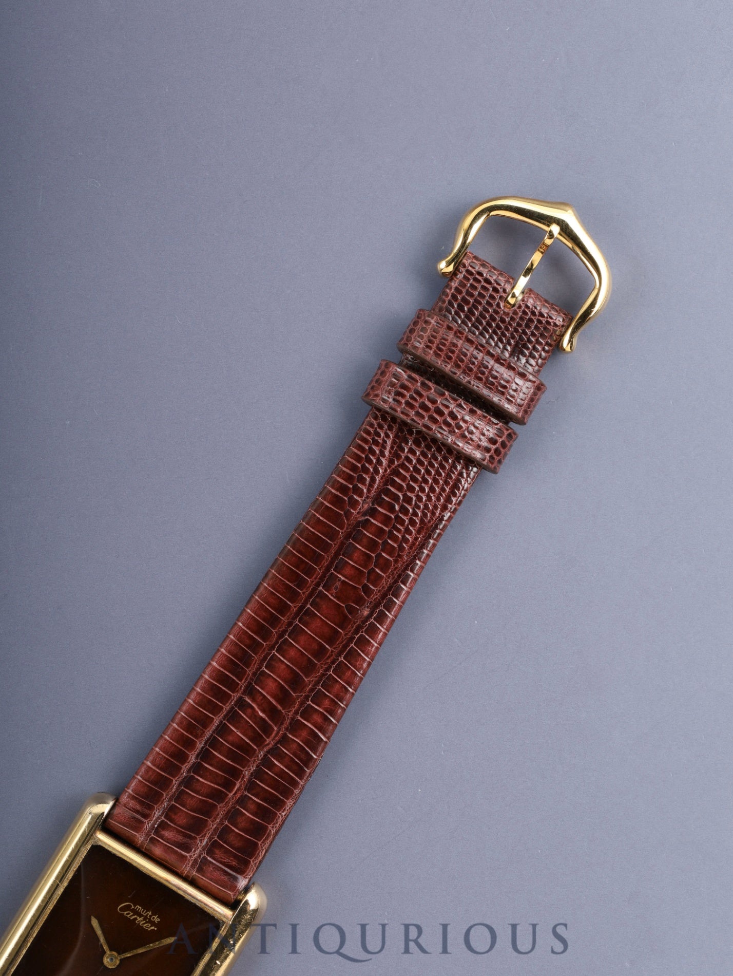 カルティエ マストタンク LM 手巻き Cal.78-1 SV925 革 純正ピンバックル（GP）マホガニー文字盤（SWISS表記） オーバーホール済み ※ケース裏彫り有り