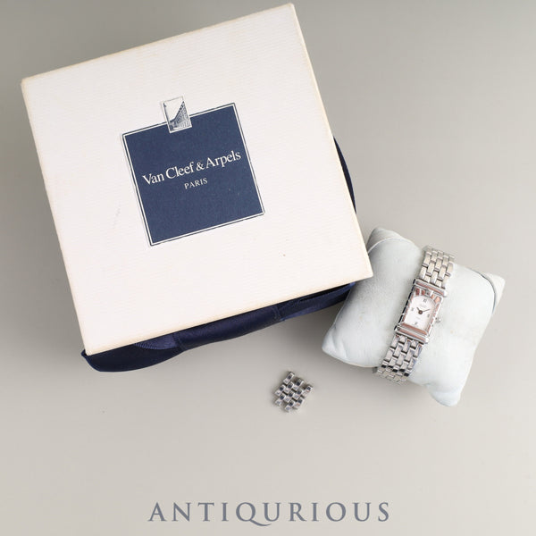 Van Cleef &amp; Arpels Facade 531963T5 Quartz SS SS White Dial Box 2 Links Overhauled