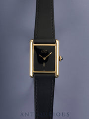 カルティエ マストタンク LM 手巻き Cal.78-1 SV925 革 純正尾錠（GP） オニキス文字盤 オーバーホール済み