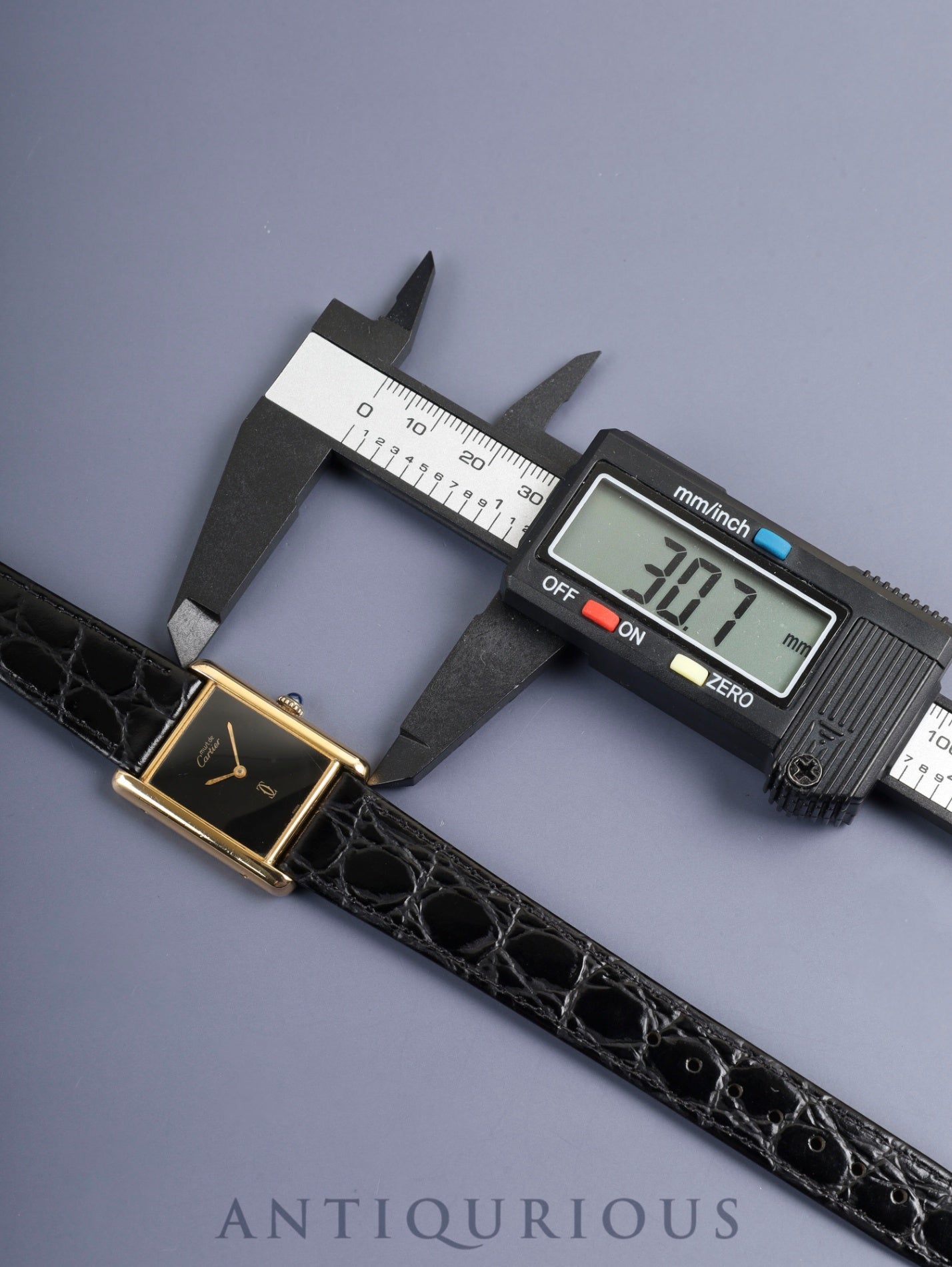 カルティエ マストタンク LM 6 手巻き Cal.78-1 SV925 革 純正ピンバックル（GP）オニキス文字盤（SWISS表記） オーバーホール済み
