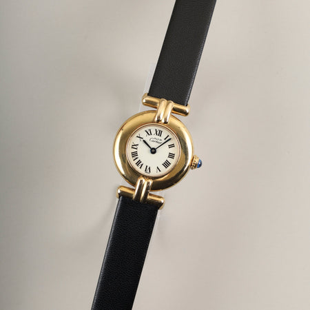 カルティエ マストコリゼ 590002 クォーツ Cal.90 SV925 革 純正尾錠（GP） アイボリー文字盤 オーバーホール済み