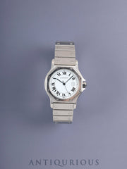 Cartier Santos Octagon LM 2965 Automatic Cal. 2671 Stainless Steel/Stainless Steel White Roman Dial Box Booklet International Lifetime Warranty (1983) Overhauled