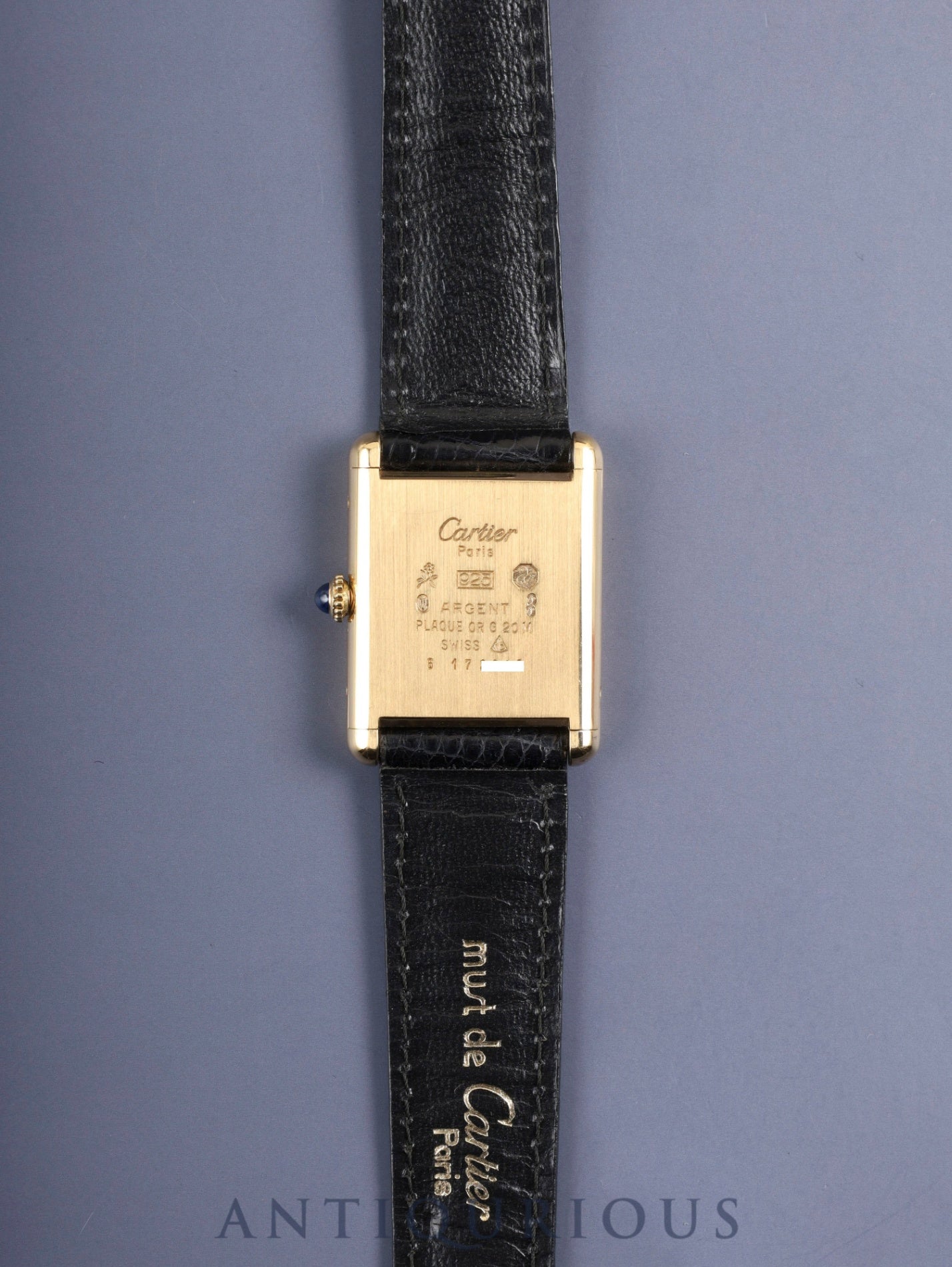 Cartier Must Tank LM Manual Winding SV925 Genuine Leather Strap Genuine Buckle (GP) Black Roman Dial Overhauled