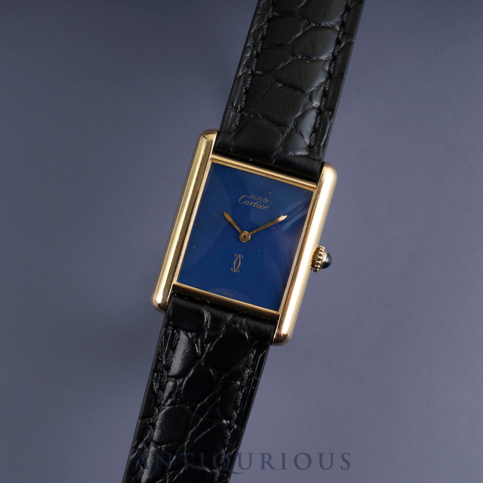 Cartier Must Tank LM Manual winding Cal.78-1 SV925 Leather Genuine buckle (GP) Lapis lazuli dial Overhauled