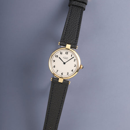 カルティエ マスト  ヴァンドーム VLC LM 590003 クォーツ Cal.90 SV925 革 純正ピンバックル（GP）アラビア文字盤（SWISS表記）オーバーホール済み