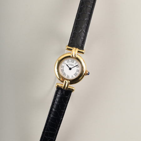 カルティエ マストコリゼ W1011554 / 2414 クォーツ Cal.157 SV925 革 純正Dバックル（GP）ホワイトローマン文字盤 オーバーホール済み