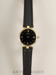 Cartier Must Vendôme VLC LM W1001054 / 590003 Quartz Cal.90 SV925 Genuine D-Buckle (GP) Black Jumping Roman Dial (SWISS MADE notation) Box Booklet Warranty (1994) With Original Leather Strap Overhauled