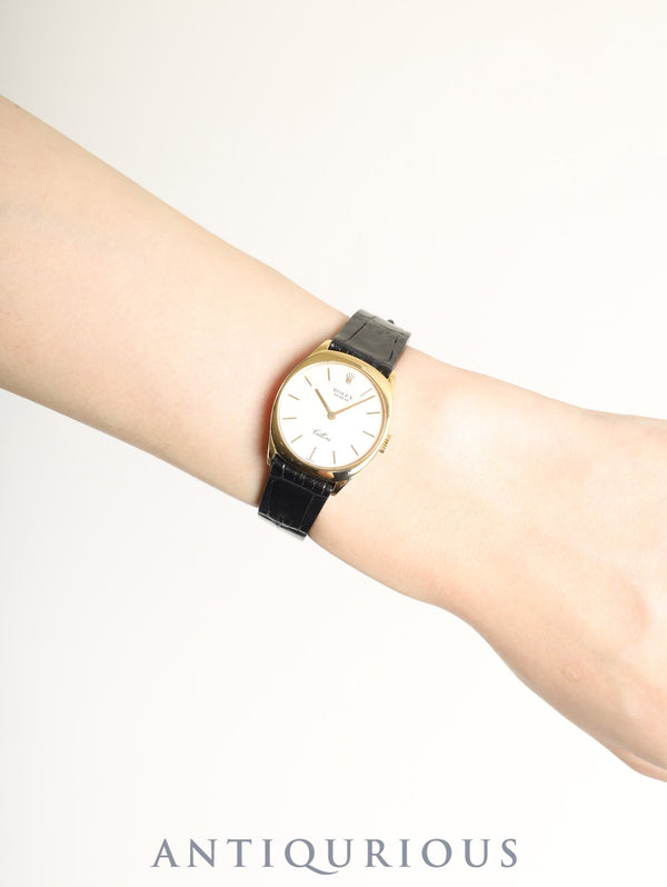 ロレックス チェリーニ 4133 手巻き Cal.1601 750YG 革 純正尾錠（750YG）シャンパン文字盤 43番台（1975年）オーバーホール済み