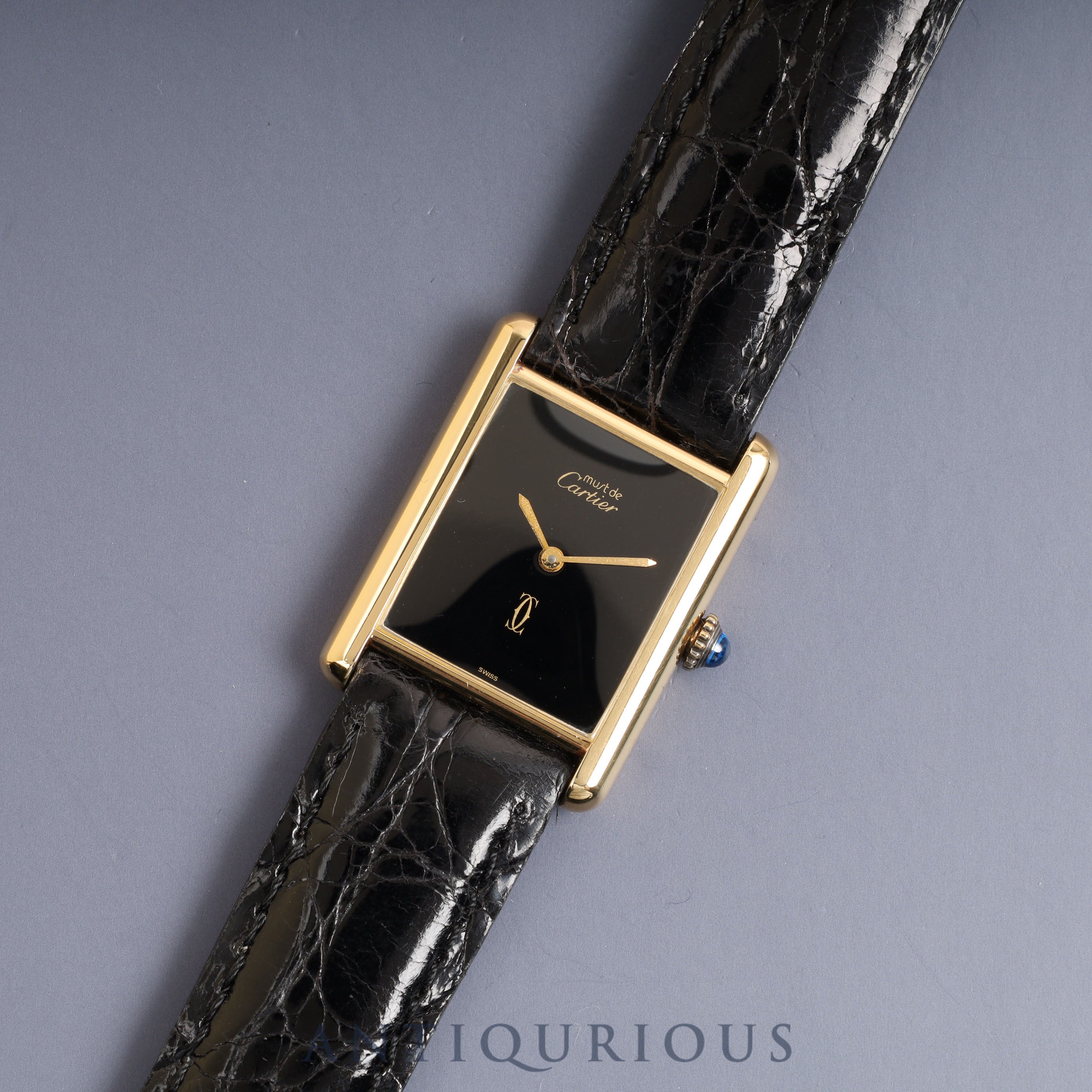 Cartier Must Tank LM Manual Winding Black Onyx Dial