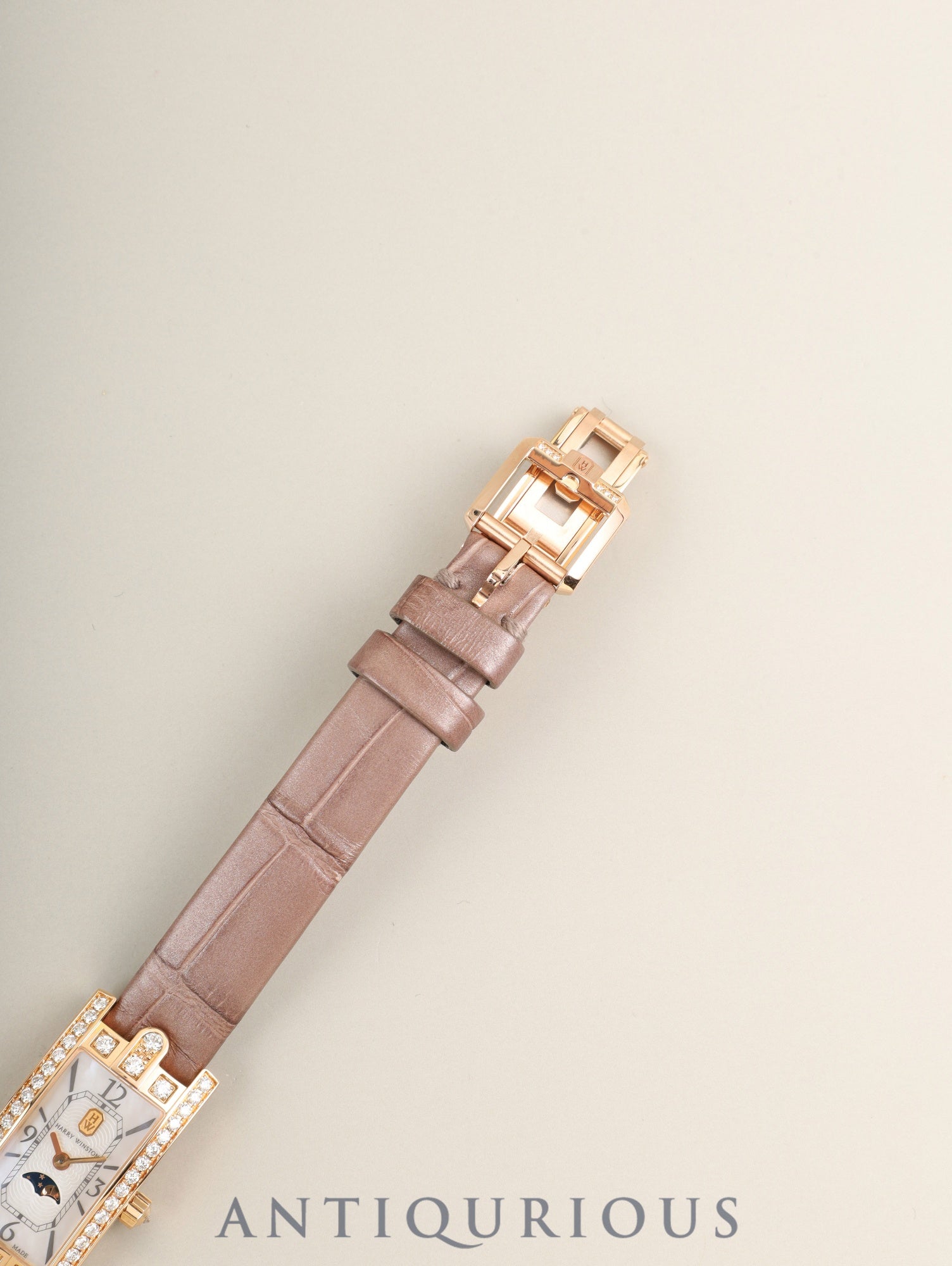 Harry Winston Avenue Avenue C Mini Moonphase AVCQMP16RR001 Quartz Cal.HW5101 (ETA280.002) 750PG Genuine Leather Strap Genuine Buckle (750PG) Mother-of-pearl Dial Diamond Bezel Overhauled