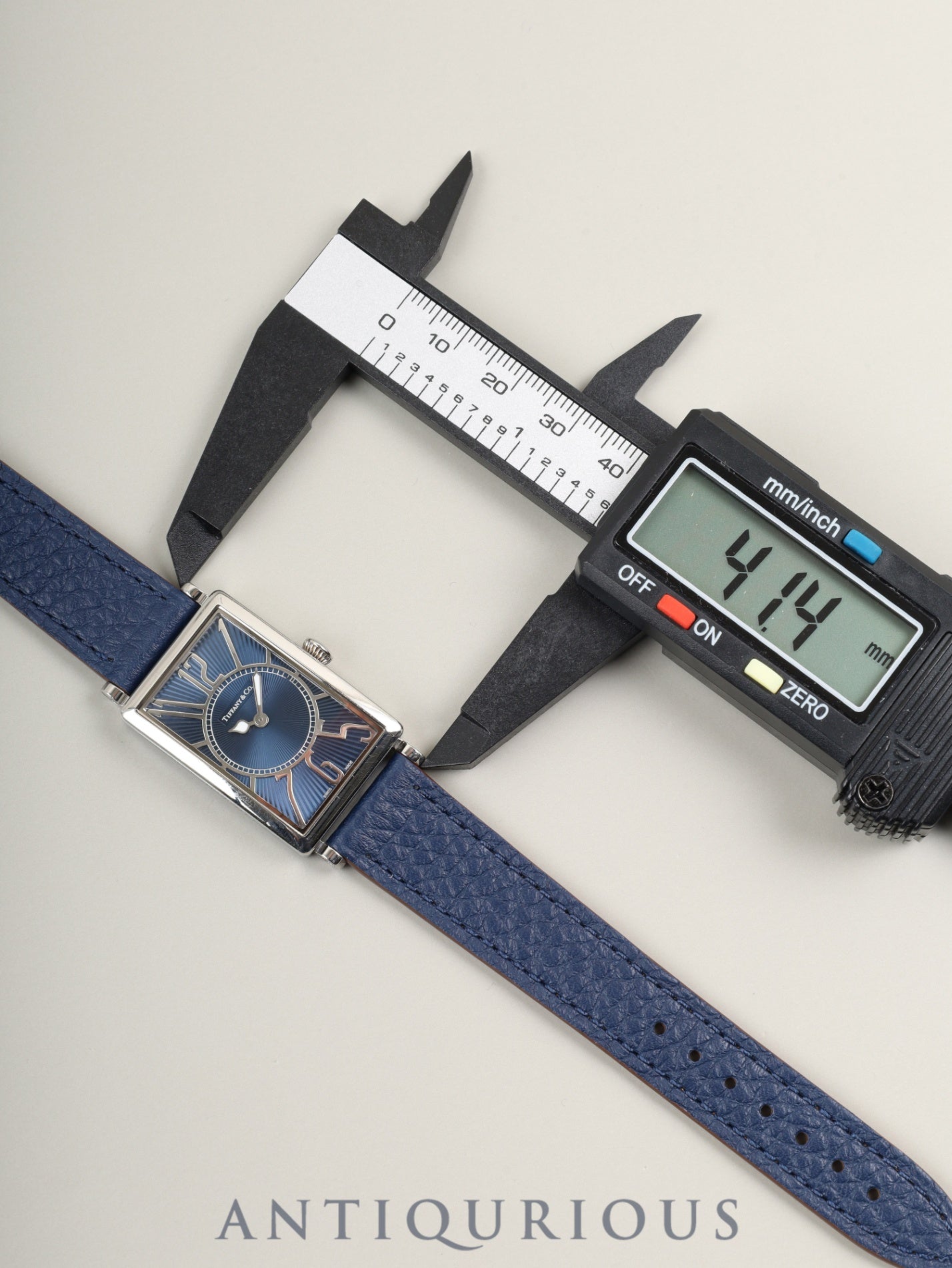 Tiffany Gallery Z3001.10.10A61A50A Quartz Caliber ETA976.001 Stainless Steel Leather Strap with Genuine Stainless Steel Buckle, Blue Arabic Dial, Overhauled