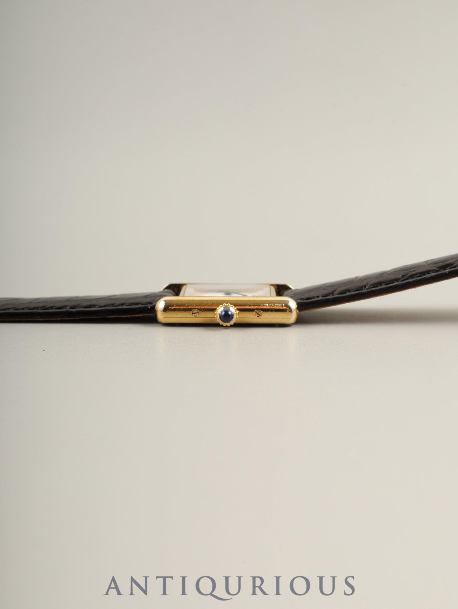 Cartier Must Tank SM 1613 Quartz Caliber 057 SV925 Leather Strap with Genuine D-Buckle (GP) Side Trinity Dial Circa 1996-1998 Overhauled