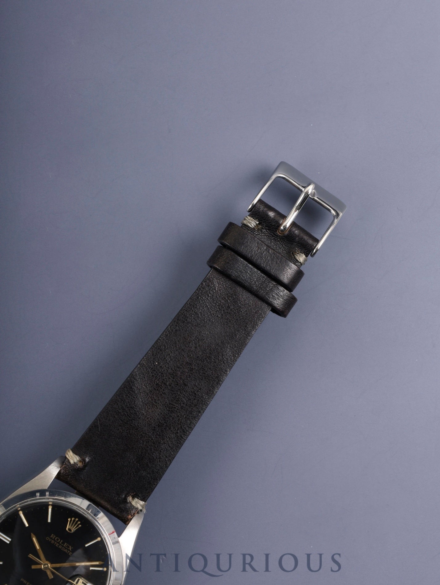 ロレックス オイスターデイトプレシジョン 6694 手巻き Cal.1225 SS 革 社外尾錠（SS） ブラック文字盤 51番（1977年）オーバーホール済み