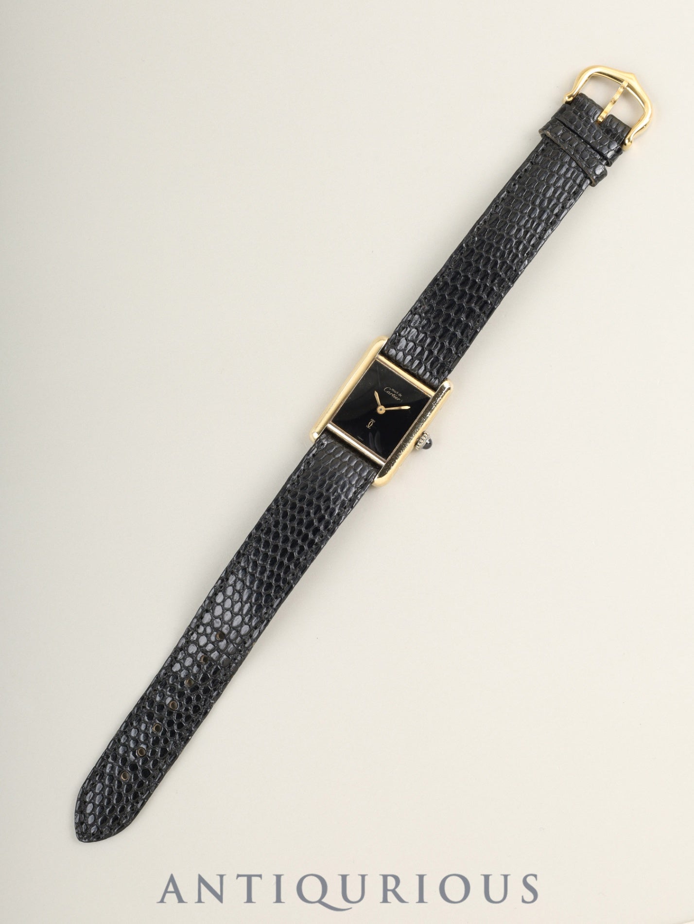 Cartier Must Tank SM Manual winding Cal.78-1 SV925 Original leather strap Original pin buckle Onyx dial (SWISS表記) Overhauled