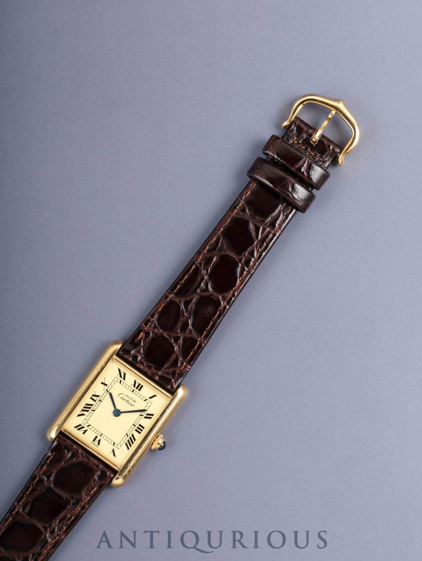 Cartier Must Tank LM W1002753 / 590005 Quartz Cal.90 SV925 Leather Genuine Pin Buckle (GP) Ivory Roman Dial (SWISS marking) Overhauled