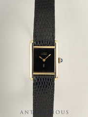 Cartier Must Tank SM Manual winding Cal.78-1 SV925 Original leather strap Original pin buckle Onyx dial (SWISS表記) Overhauled