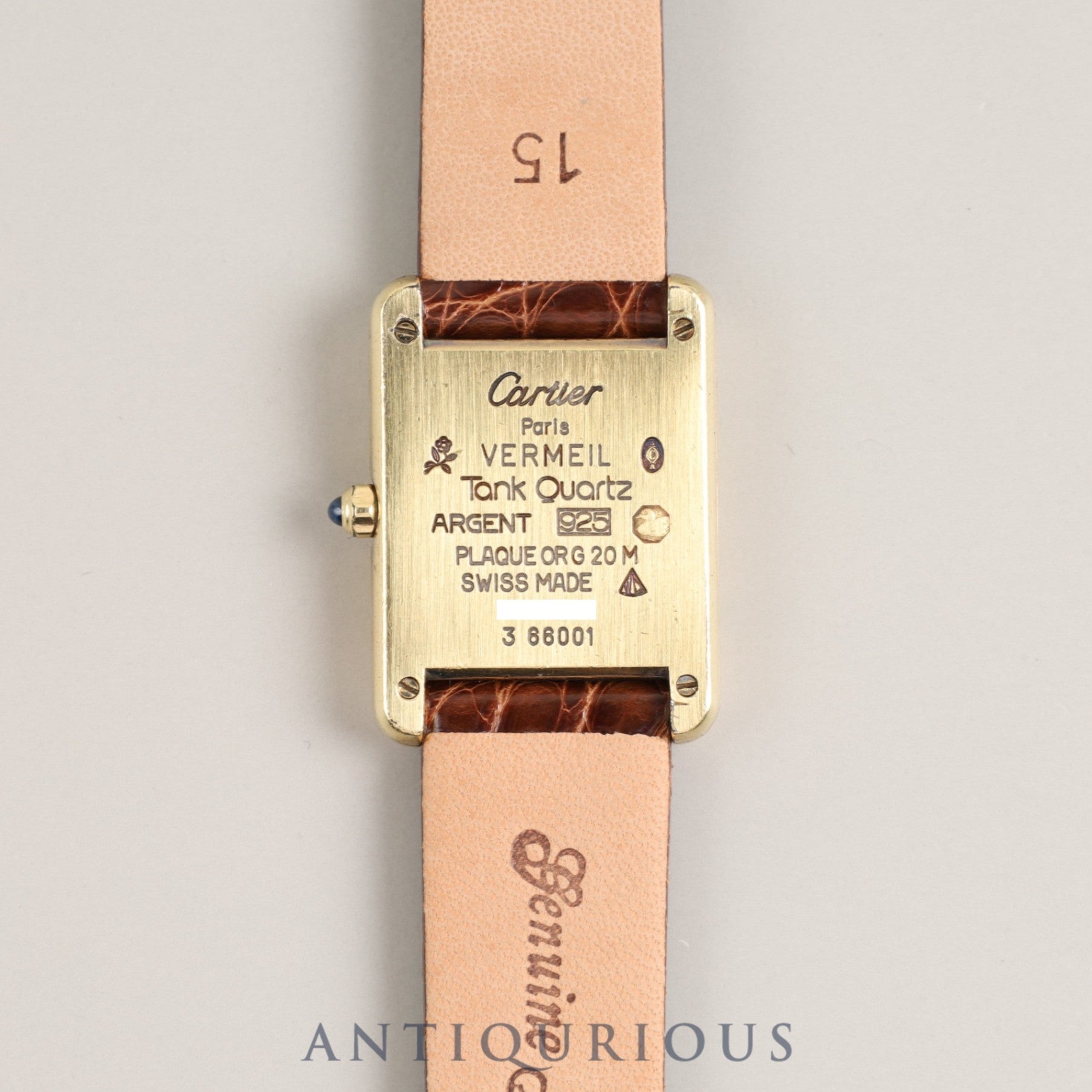 Cartier Must Tank SM 3 66001 Quartz Leather Genuine Buckle (GP) Ivory Dial Cartier Boutique Complete Service (Full Maintenance) Completed