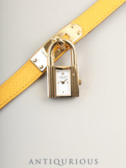 エルメス ケリーウォッチ KE1.210 クォーツ Cal.100.106 GP 純正革ベルト（□A刻印：1997年 ） 純正尾錠（GP） ホワイト文字盤 箱 ケース 冊子 保証書（2001年）オーバーホール済み