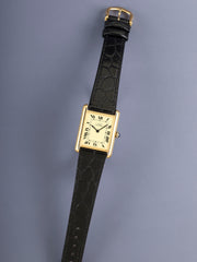 Cartier Must Tank LM 6-hand, manual winding, Cal.78-1 (ETA2512), SV925, leather, original pin buckle (GP), ivory Roman dial (SWISS表記), overhauled, polished