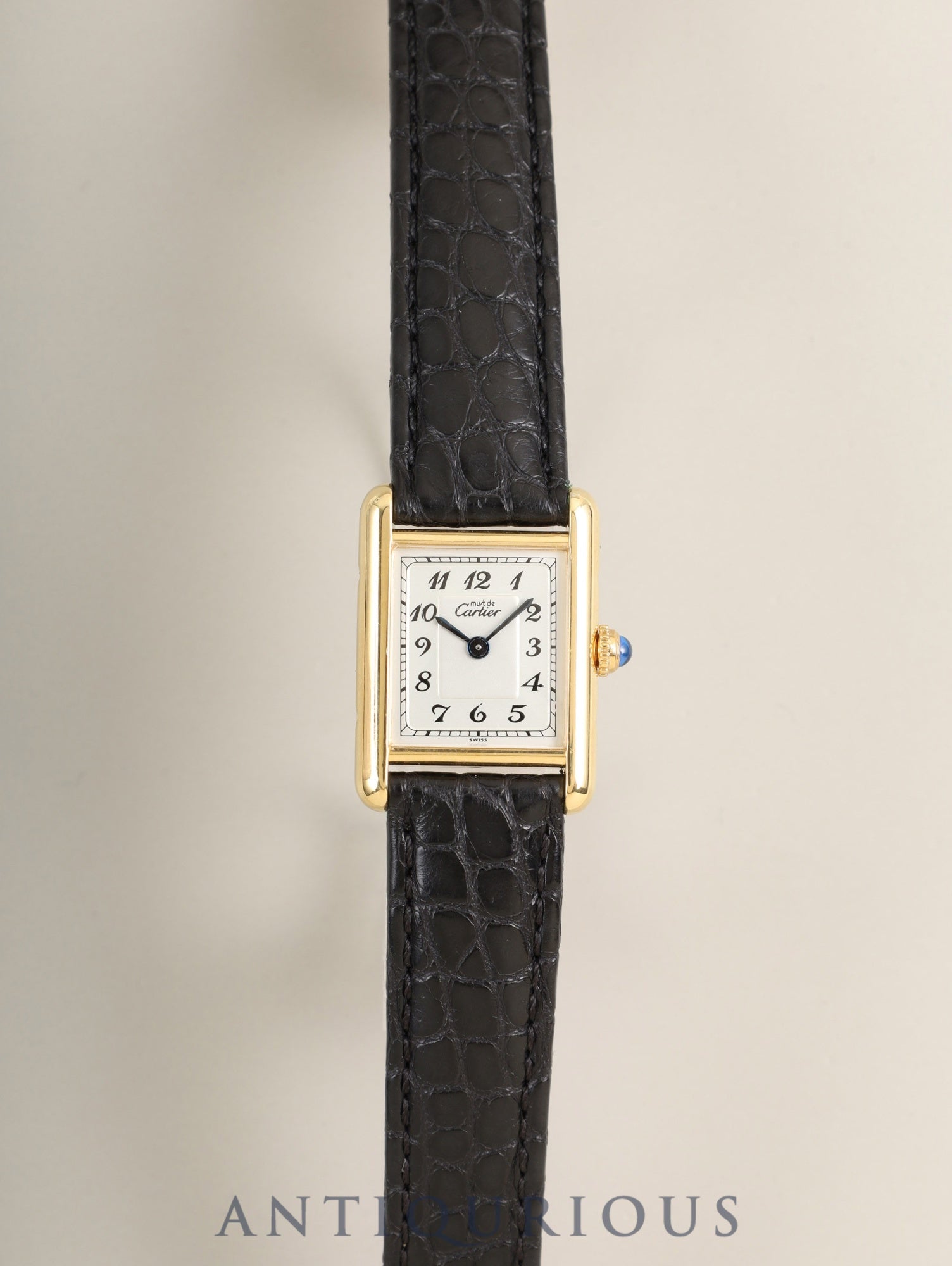 カルティエ マストタンク SM 5057001 クォーツ Cal.057 SV925 革 純正Dバックル（GP）アラビア文字盤（SWISS表記）オーバーホール済み 新品仕上げ済み