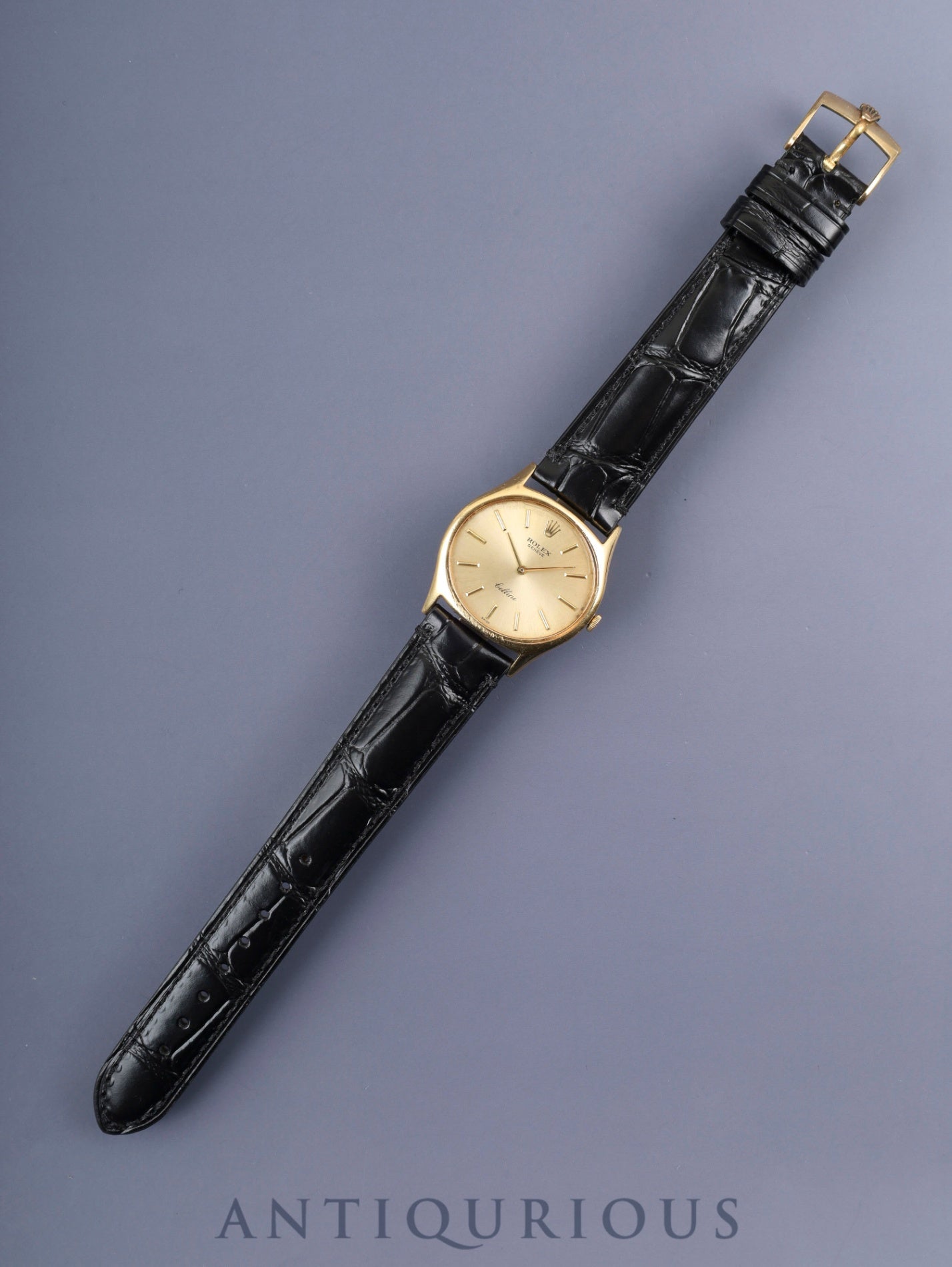 ロレックス チェリーニ 3809 手巻き Cal.1600 750YG 革 純正尾錠（GP） シャンパン文字盤 30番台（1970年）オーバーホール済み