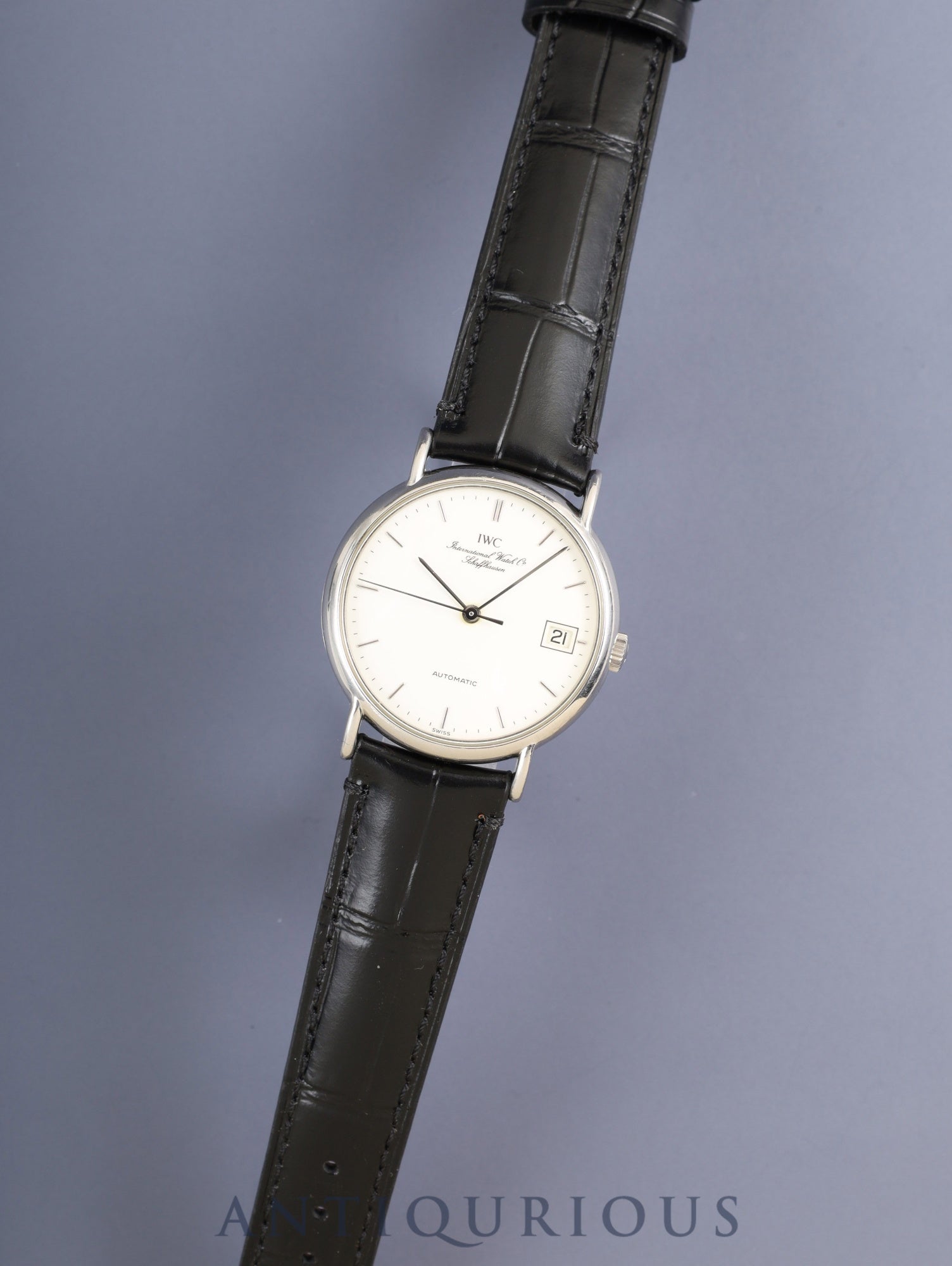 IWC Portofino IWC 3513 Automatic Caliber C37521 Stainless Steel Leather Strap with Genuine Stainless Steel Buckle, Silver Dial, Overhauled