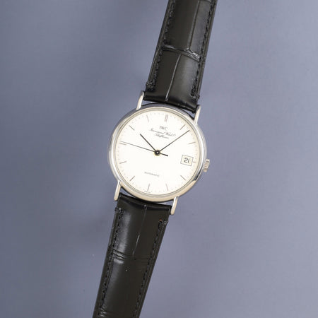 IWC Portofino IWC 3513 Automatic Caliber C37521 Stainless Steel Leather Strap with Genuine Stainless Steel Buckle, Silver Dial, Overhauled