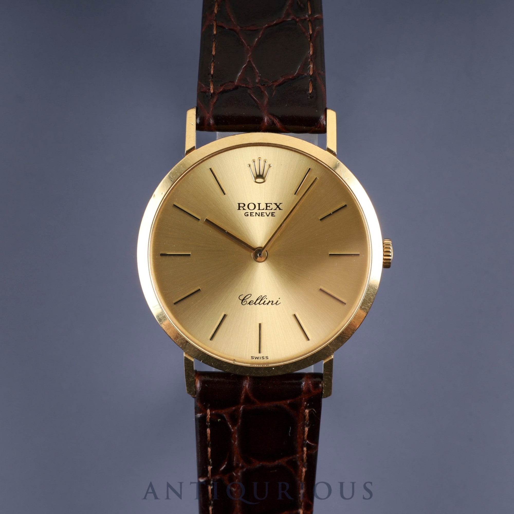 ロレックス チェリーニ 4112 手巻き Cal.1601 750 革 純正尾錠（GP）ゴールド文字盤 43番台（1975年） 保証書（1984年） オーバーホール済み